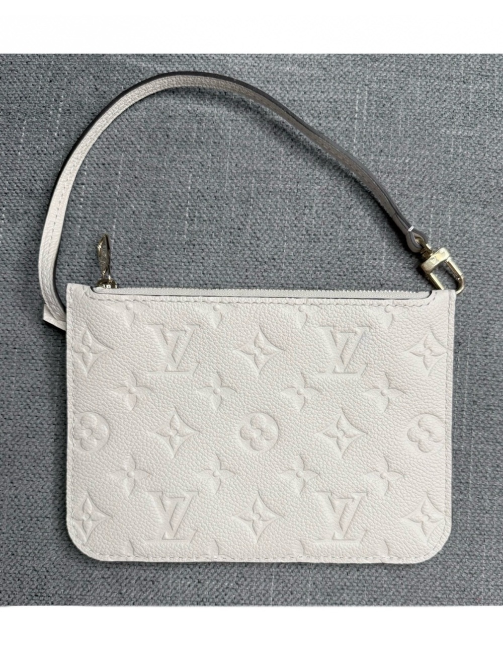 Louis Vuitton Loop monogram empreinte Cream wristlet pouch
